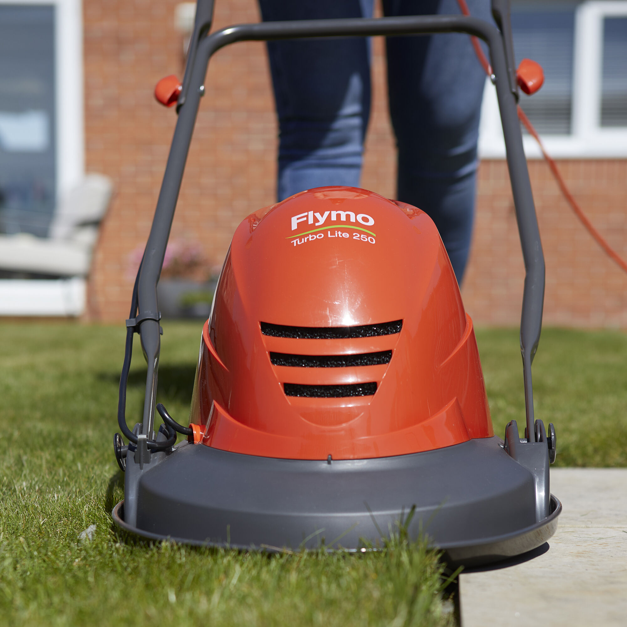 Folds Flat Flymo TurboLite Hover Mower and MiniTrim Grass Trimmer – 1400 W Ambidextrous Handles 25 cm Cutting Width