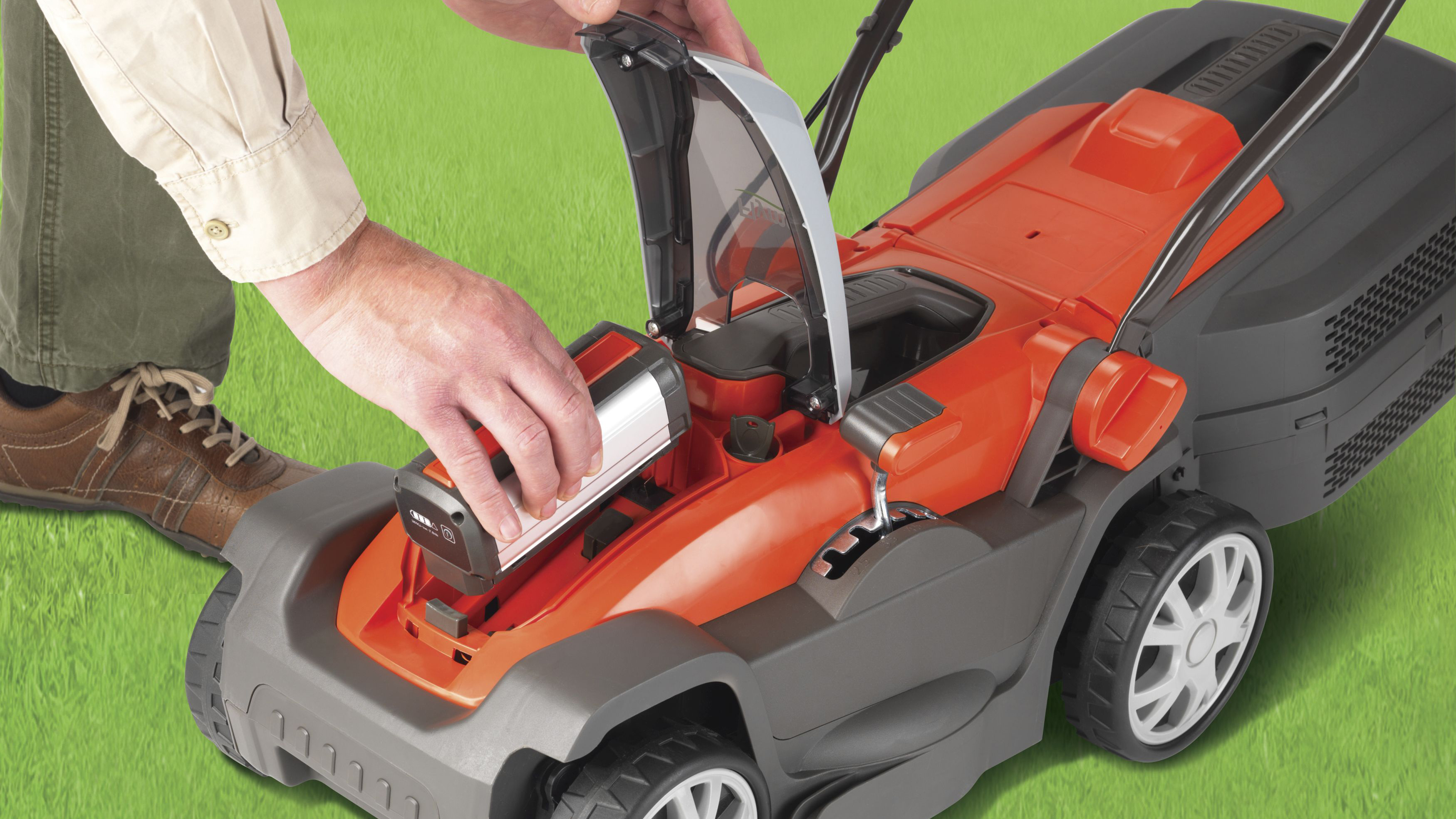 Flymo Mighti-Mo 300 Li Cordless Battery Lawn Mower 40 V and Mighti-Trim Twin Pack